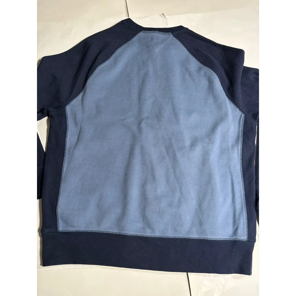 Tommy Hilfiger Pullover Mens Large Blue Colorblock Crewneck Flag Logo Cotton